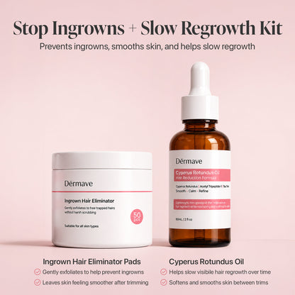 Stop Ingrowns + Slow Regrowth Kit (Cyperus Rotundus Oil + Ingrown Eliminator Pads)