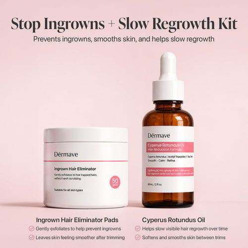 Stop Ingrowns + Slow Regrowth Kit (Cyperus Rotundus Oil + Ingrown Eliminator Pads)